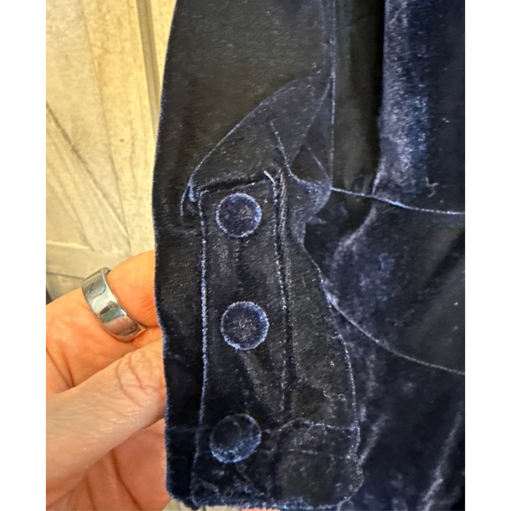Women's Unique Vintage Navy Velvet Long Sleeve Wrap Dress 5X - Picture 4 of 7